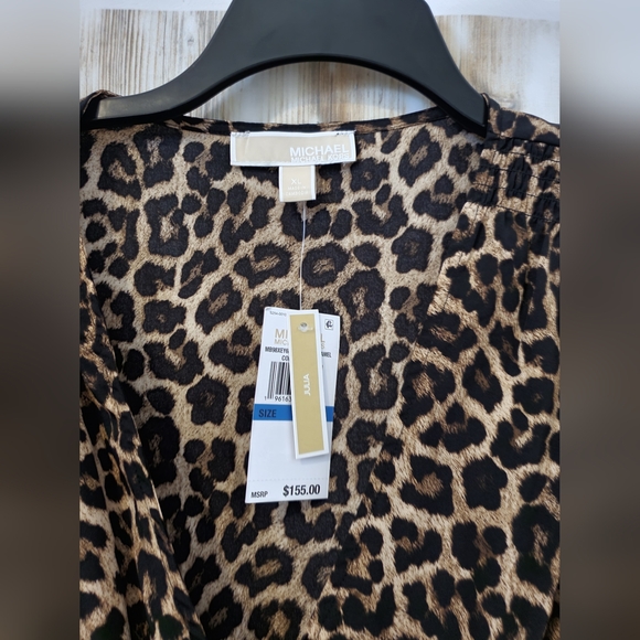 Michael KorsSmocked Leopard-Print Dress - Picture 6 of 8